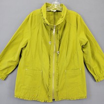 Live A Little Women Jacket Size XL Green Preppy Bold 3/4 Sleeve Full Zip Classic - £12.03 GBP