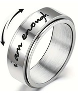Inspirational &quot;i am enough&quot; ~ Stainless Steel Anxiety ~ Wide Band ~ Size... - £14.98 GBP