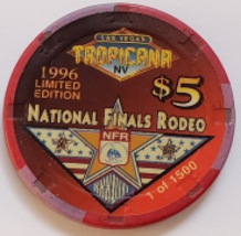 Tropicana Hotel Las Vegas $5 Limited Edition 1991 NFR Buckle Casino Chip,Vintage - £15.65 GBP