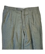 Giorgio Brutini Mens Satin Green Leopard Print Slacks Pleated 42 X 29 - $29.02