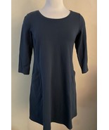 purejill Dress Blue Knit Pullover Pockets 3/4 Sleeve Size XS Petite - $370.43 MXN