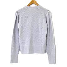 ASTR the Label Women&#39;s size Small Crew Neck Sweater Pearls Puff Sleeves Silver - £40.18 GBP