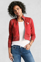 New NWT Womens Designer True Religion Big T Sweat Jacket Terry Red White Zip XS - £117.50 GBP