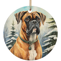 Cute Boxer Dog Christmas Winter Vintage Ornament Ceramic Gift Decor Hanging - £11.83 GBP