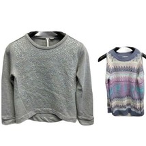 2 Girl&#39;s Sweaters Silver Sequins Cold Shoulder Size Medium - £11.20 GBP