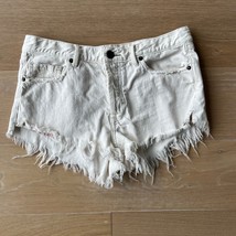 We the Free People Cheeky High Rise Button Fly Cutoff Denim Shorts Natur... - $19.34