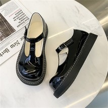Cute T-strap Platform Lolita Shoes Women Chunky Patent Leather Black Round Toe F - £28.07 GBP