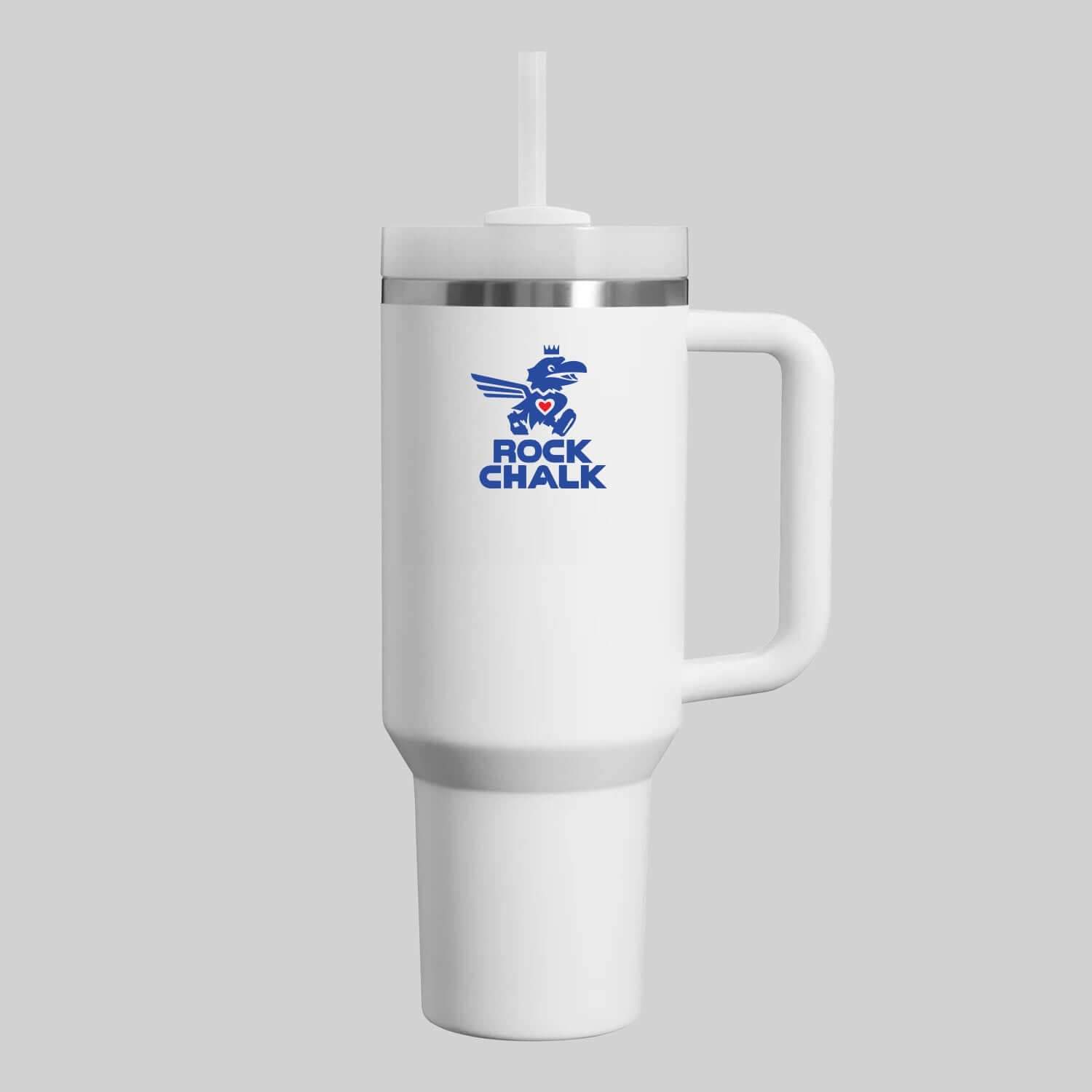 Kansas Jayhawks Custom Stanley Quencher 40oz Stainless Steel Tumbler With Handle - $40.00