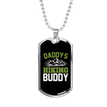 Camper Necklace  Daddy&#39;s Hiking Buddy Green Necklace Stainless Steel or 18k Gol - £37.92 GBP+