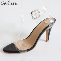 Nt pvc sandals kitten heels slingbacks women size 34 46 summer style shoes ladies shoes thumb200