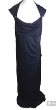 MOTHER OF THE BRIDE DRESS 18 NAVY BLUE SLEEVELESS SCRUNCH BACK LINED - £79.13 GBP