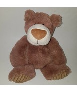 Aurora Brown Teddy Bear Plush Stuffed Animal Toy 9.5&quot; SOFT Ribbed Feet 2016 - £16.47 GBP