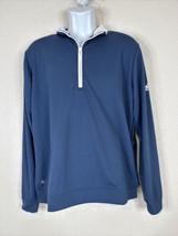 Adidas Men Size L Dark Blue Lightweight Sweatshirt Long Sleeve 1/2 Zip H... - £7.17 GBP