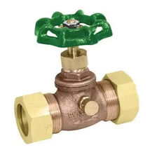 1/2" BRASS COMPRESSION STOP &amp; WASTE VALVE - $10.09
