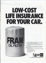 80's Fram Oil Filter Print Ad Automobile Car 8.5" x 11" - $19.75