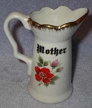 Ceramic Pottery Gold Trim Flowered Mother Pitcher - £4.71 GBP