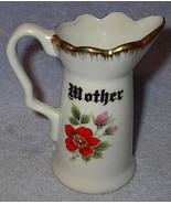 Ceramic Pottery Gold Trim Flowered Mother Pitcher - $8.16 CAD