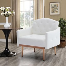 Accent Chair Leisure Single Sofa with Rose Golden Feet - White - £177.04 GBP