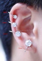 &quot;U&quot; Clip On Round Stud Earrings Clear Cz Silvertone Or Goldtone Women Men - £3.89 GBP+