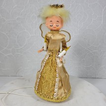 VTG Angel ChristmasTree Topper 10&quot; Gold Sparkle Plastic Vinyl Retro MCM ... - £13.57 GBP