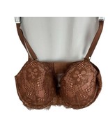 Victoria&#39;s Secret Floral Lace Sparkly Brown Push Up Bra Padded Size 34DD... - $293.92 MXN