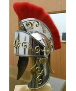 KING ARTHUR ROMAN HELMET WITH RED PLUME 18 Gauge BEST GIFT FOR X-MSS - £80.52 GBP