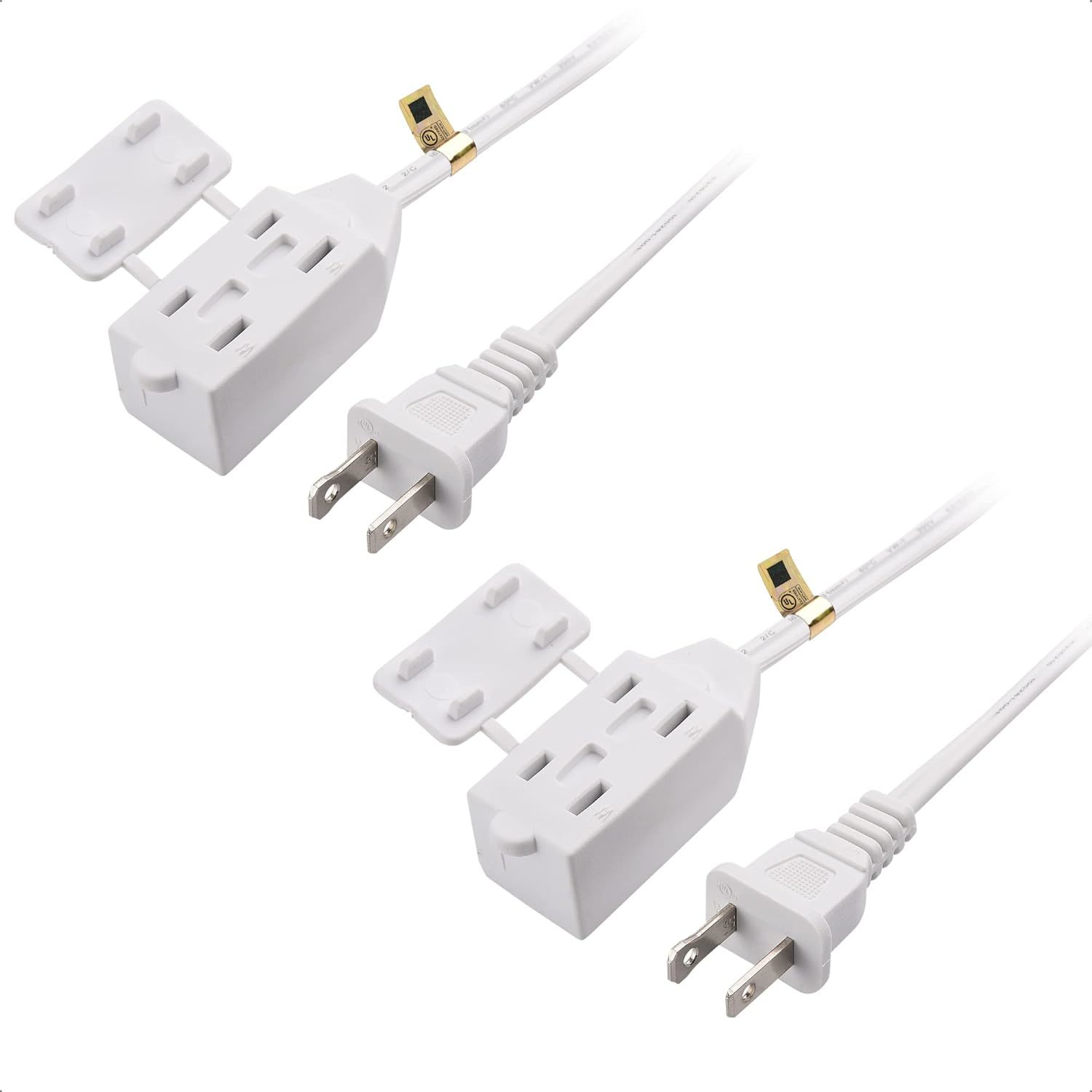 Primary image for Cable Matters 2-Pack 16 AWG 2 Prong Extension Cord 6 ft, UL Listed (3 Outlet Ext