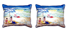 Pair of Betsy Drake Playing On The Beach Large Pillows 16 Inch X 20 Inch - £70.08 GBP