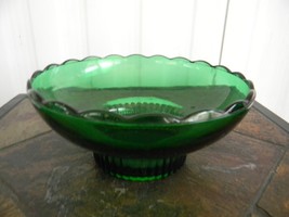 Vintage* E O Brody Co.*Greenglass*Scalloped Pedastal Bowl /DISH M2000 Cleveland - £5.03 GBP