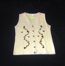 Sleeveless white embroidered vest , ecological Pyma Cotton - $42.10