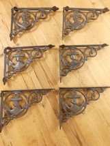 6 CAST IRON BOAT ANCHOR BRACKETS CORBELS BRACES WALL SHELF BRACKET NAUTI... - $44.99