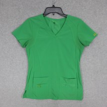Med Couture Activate Women&#39;s Scrub Top Size Small Green Short Sleeve Stretch - £8.41 GBP
