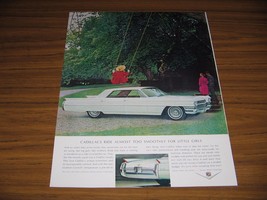 1964 Print Ad Cadillac Sedan deVille 4-Door White Girl on Swing - £11.09 GBP