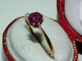 2Ct Imitación Rubí Rojo Solitario Mujer Compromiso Ring 14K Oro Amarillo Chapado - £122.57 GBP