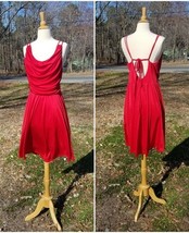 Vintage 90s Y2K Betsey Johnson Red Liquid Jersey ruched Lace up cocktail... - $87.12