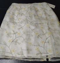Silk Club Collection Pencil Skirt Embroidered 100% Silk Cream Flower Siz... - $20.00