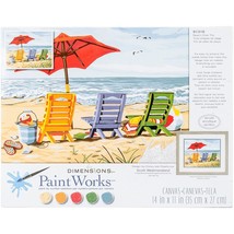 Dimensions Beach Chair Trio Paint by Numbers for Adults, 14&#39;&#39; W x 11&#39;&#39; L - £18.08 GBP
