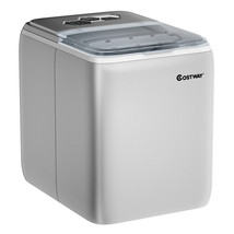 Portable Countertop Ice Maker Machine 44Lbs/24H Self-Clean with Scoop Silver - £172.99 GBP