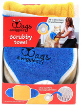 Wags &amp; Wiggles Dog Pet Scrubby Towel All In One Clean Dry Massage 30 X 1... - £11.98 GBP