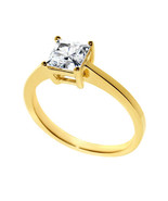 Solid Genuine 14k Gold 1ct Princess Solitaire Fine Cubic Zirconia Engage... - $295.00+