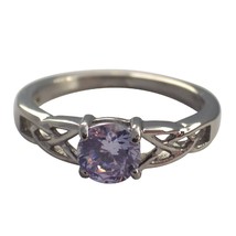 Celtic June Birthstone Ring Purple Cubic Zirconia Handfasting Engagement Band - £15.97 GBP