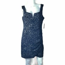 Row A Black Dress Silver Sparkly Floral Design Sleeveless LBD Size XL NWT - £24.74 GBP