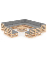  Garden Lounge Set Natural pinewood Solid pinewood Large Modular - $37,276.78 MXN