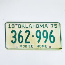1975 United States Oklahoma Base Mobile Home License Plate 362-996 - £14.78 GBP