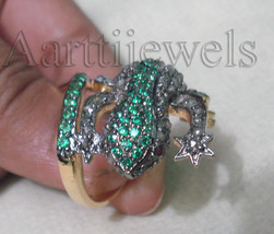 Victorian 2.50ct Rose Cut Diamond Emerald Ruby Wedding Women&#39;s Ring Chri... - £966.56 GBP