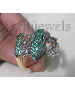 Victorian 2.50ct Rose Cut Diamond Emerald Ruby Wedding Women&#39;s Ring Chri... - £975.13 GBP