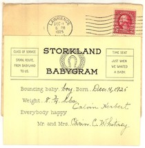 Calvin Whitney Storyland Babygram 1925 baby anouncement vintage ephemera - £10.96 GBP