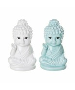 White and Turquoise Buddha Ceramic Salt &amp; Pepper Shakers - £13.54 GBP