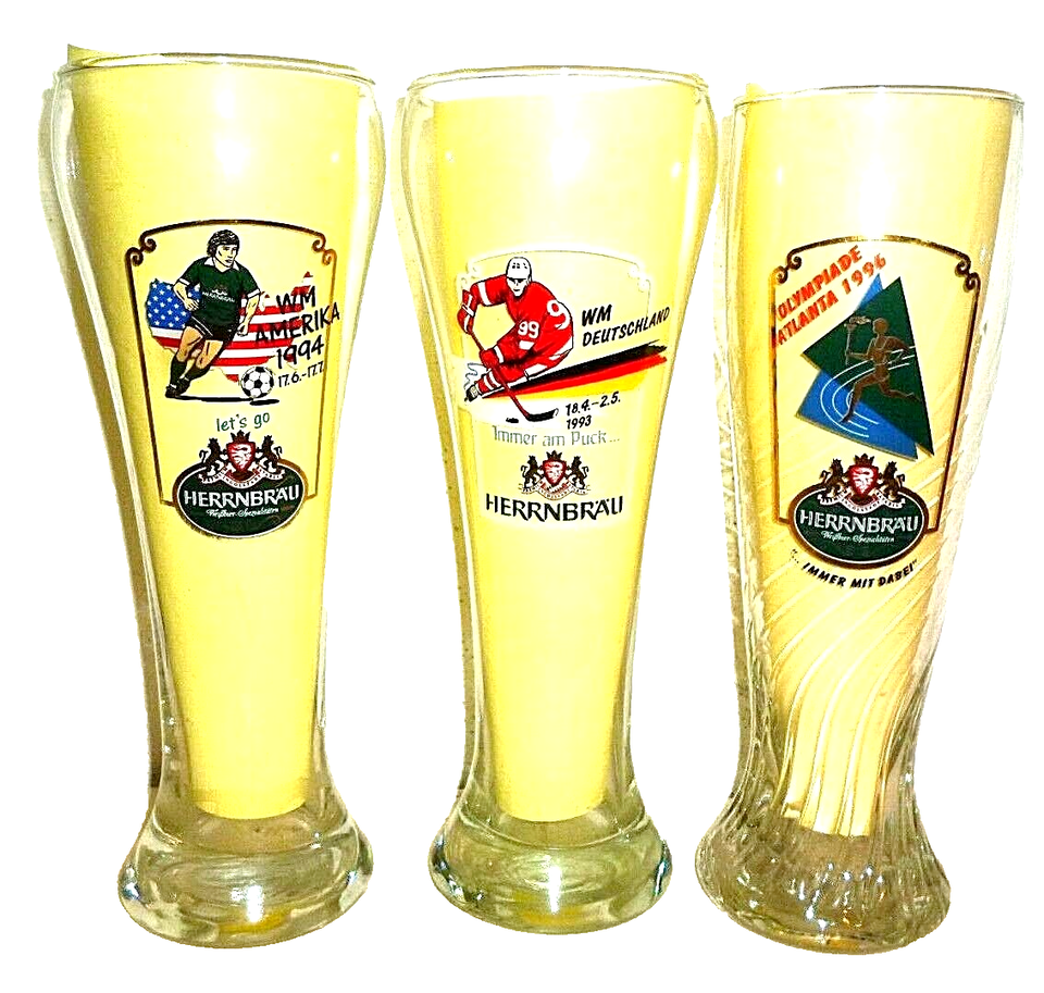 3 Paulaner Schneider Hofbrau Spaten Ingolstadt Munich Weizen German Beer Glasses