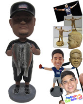 Personalized Bobblehead Young Fisherman Wearing Casual Outfit Catching 2 Large F - £67.23 GBP